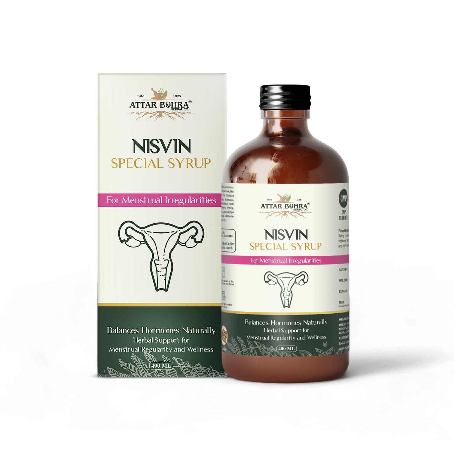निस्विन यौगिक (170ml/400ml) | मासिक धर्म की अनियमितताओं के लिए