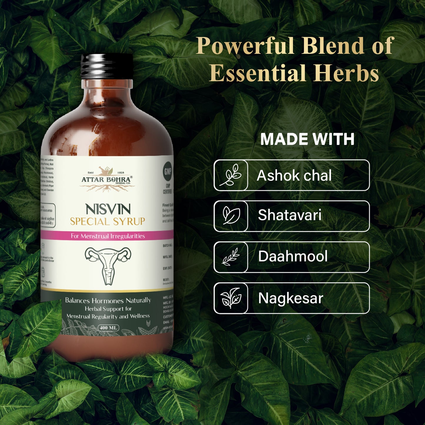 निस्विन यौगिक (170ml/400ml) | मासिक धर्म की अनियमितताओं के लिए