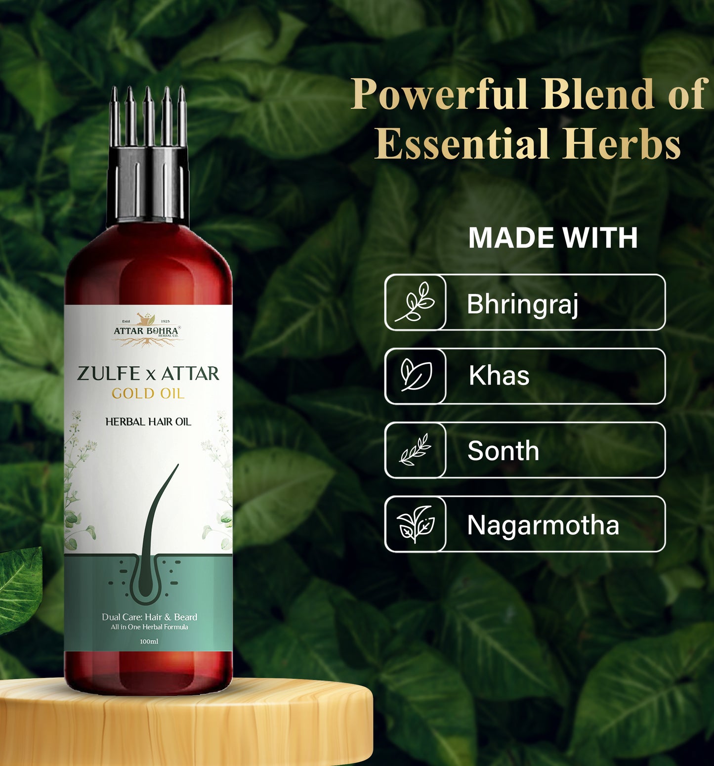 Zulfe x Attar Gold Hair Oil (100ml) | For hair growth | Dandruff | Stops greying of hair