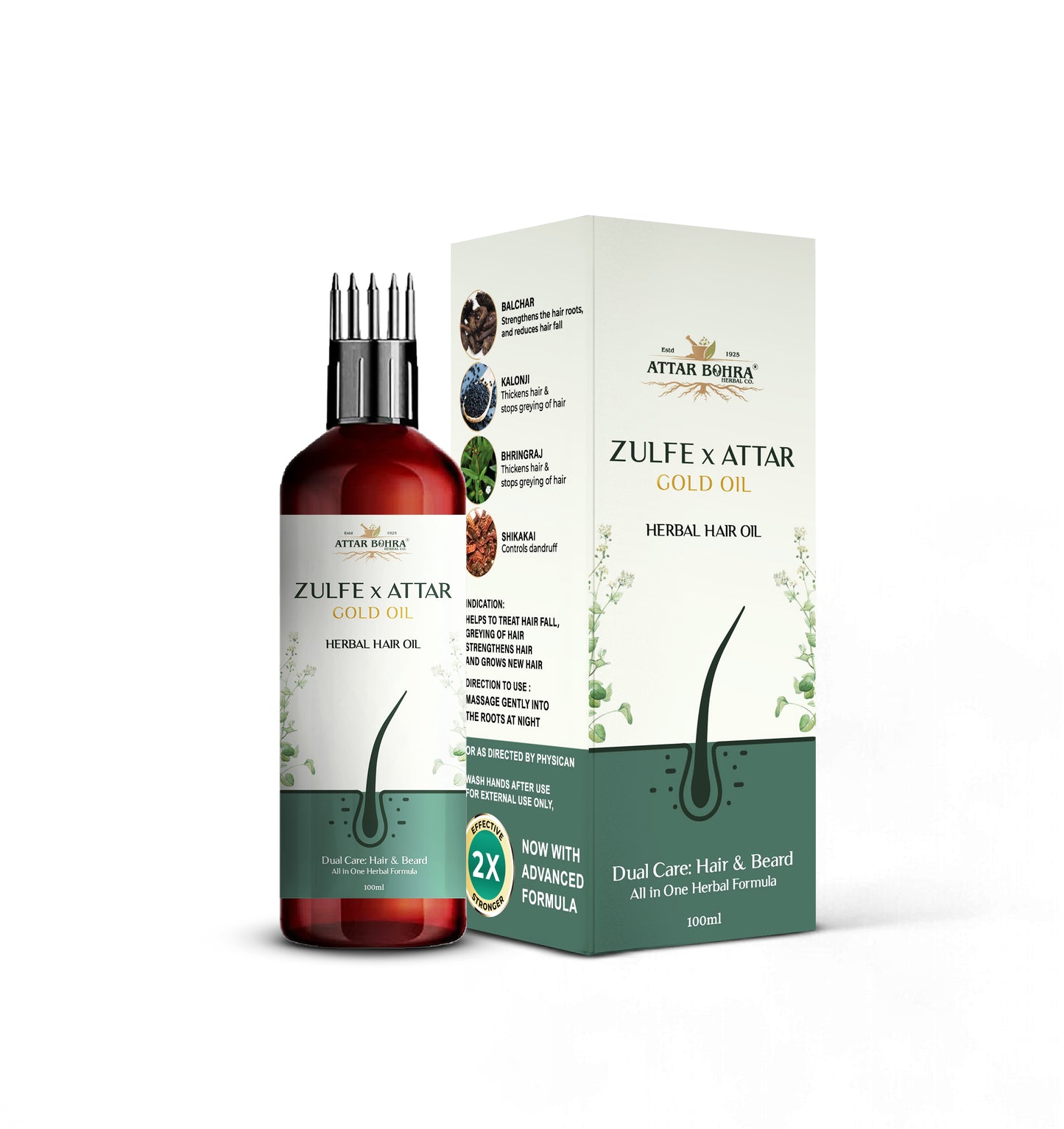 Zulfe x Attar Gold Hair Oil (100ml) | For hair growth | Dandruff | Stops greying of hair