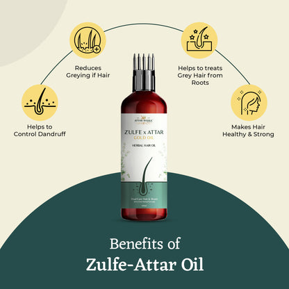 Zulfe x Attar Gold Hair Oil (100ml) | For hair growth | Dandruff | Stops greying of hair